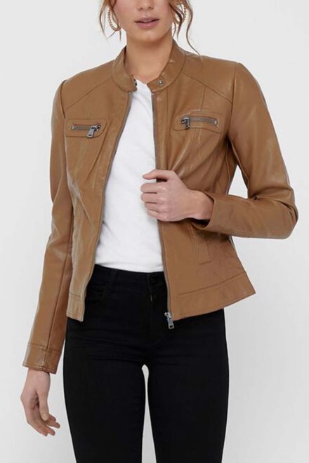 Μπουφαν Onlbandit Faux Leather Biker 15081400 18-1421 TCX cognac
