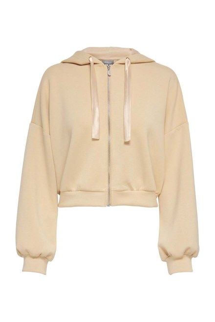 Zip-Hood Onlscarlett L/S Sateen Mix Zip Hood Swt 15277099 14-1208 TCX Irish Cream