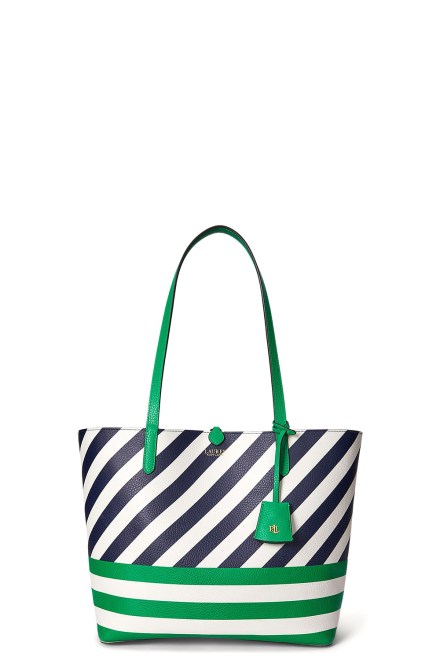 Bag Rvrsble Tote 431795329075 green topaz/blocked stripes