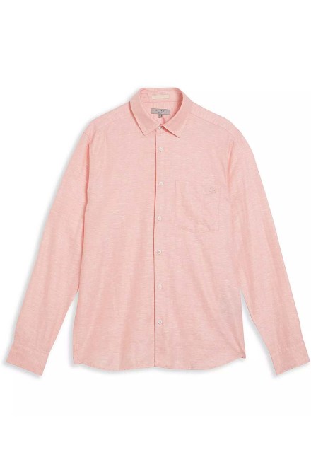 Shirt Remark Long Sleeve Smart Linen Shirt 259147 lt-pink