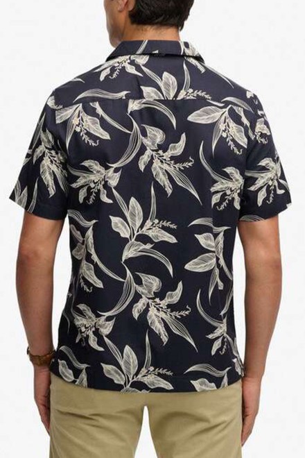 Shirt D1 Ovin Hawaiian Print M4011128A j9q canna leaves navy