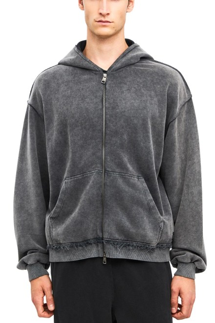 Zip-Hood Oversized Fullzip-Raw Edges DLMF000205 vintage grey