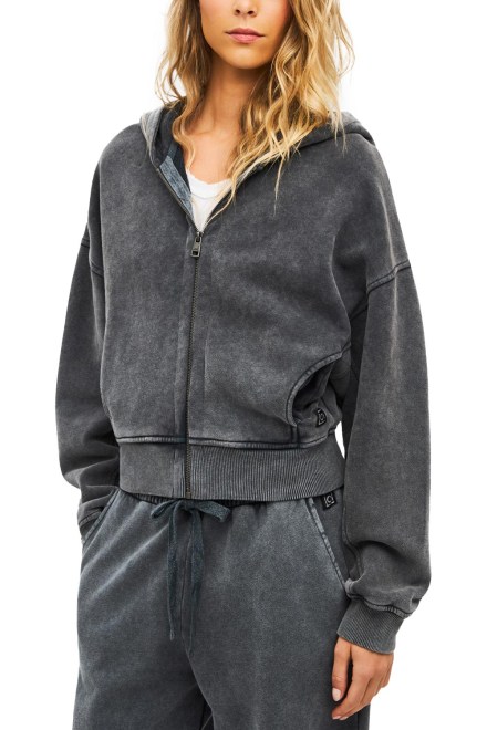 Zip-Hood Cropped Fullzip With Seaming DLWF000064 vintage grey