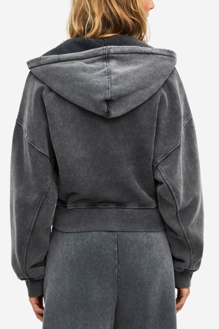 Zip-Hood Cropped Fullzip With Seaming DLWF000064 vintage grey