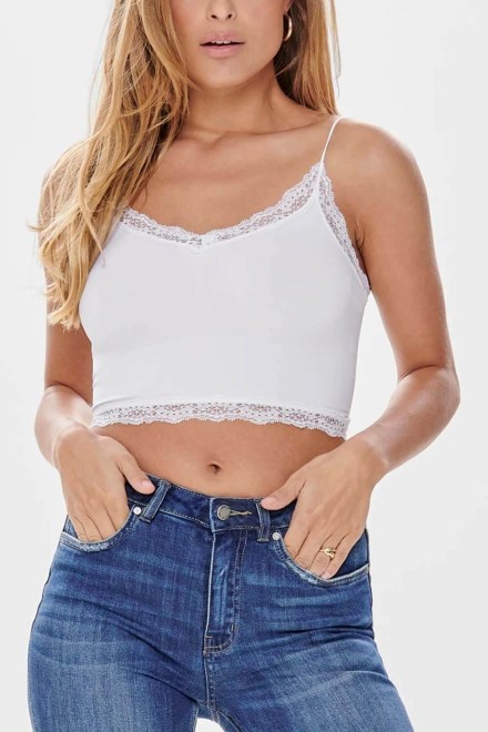 Top Onlvicky Lace Seamless Cropped 15190175 11-0601 TCX bright white