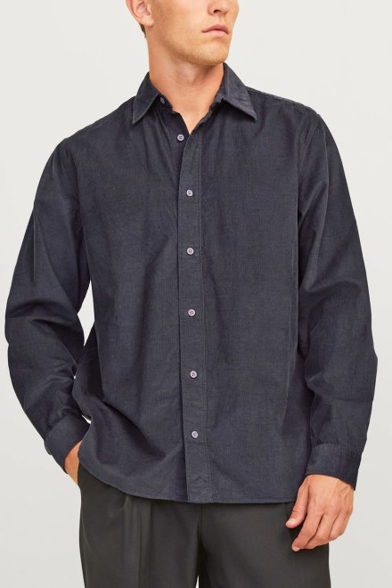 Shirt Jprccregent Corduroy L/S 12260725 19-0205 TCX black oyster