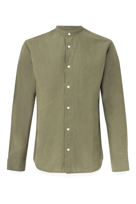 Shirt Jjebreeze Linen Band L/S 12288601 18-0515 TCX dusty olive
