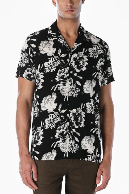 Shirt Jjjeff Monochrome Aop Resort Ss 12289980 C-N10 black