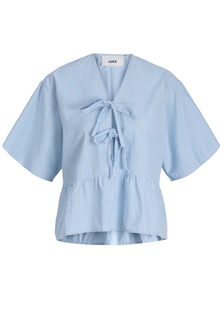 Top Jxcaro Poplin Ss Tie Blouse 12290660 16-4121 TCX blissful blue