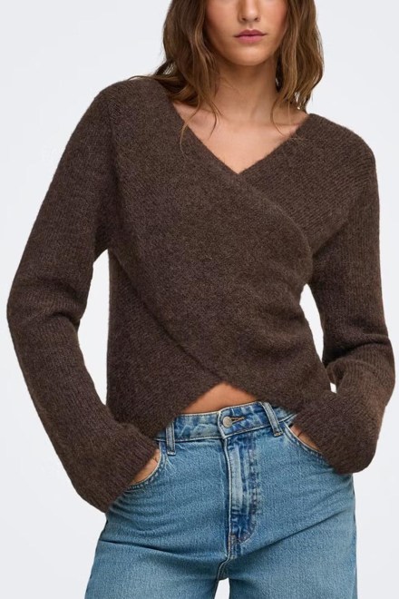 Pullover Onlmaggie Cross V-Neck 15375129 19-0915 TCX coffee bean