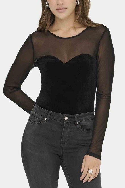 Top Onlsmooth L/S Mesh Mix Box 15360668 C-N10 black