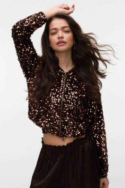 Cardigan Vmbelle Zip Sq Bomber 10352982 19-1109 TCX chocolate torte