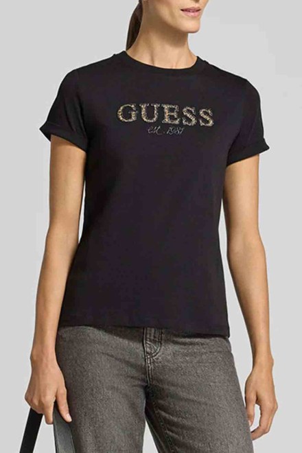 T-Shirt Leopard Lurex Logo W6BI22K6042 jblk jet black a996