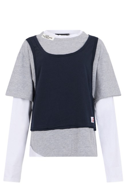Blouse S75GD0534DTJ021 961 blue navy/grey melange/white