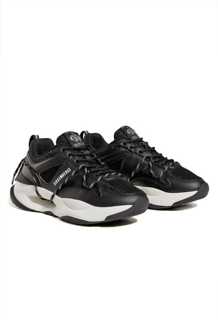 Sneakers Sneak Hole M 25116CP microfiber laether black