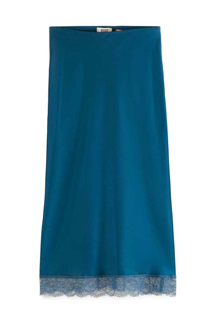 Φουστα Satin High Rise Midi Skirt With Lace Detail 174755 SC6662 dark teal