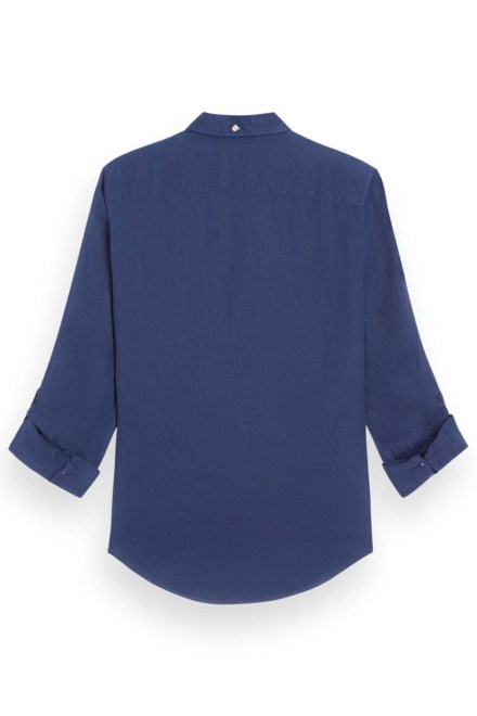 Shirt Linen  With Roll-Up 177150 SC0004 navy
