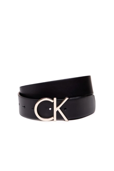 Ζωνη Ck Adj.Logo 3.5Cm K60K602141 910 black leather & light gold buc