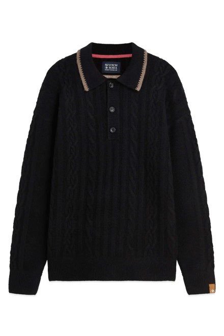 Πουλοβερ Soft Knit Polo Cable Dropped Shoulder 183771 001 meteorite