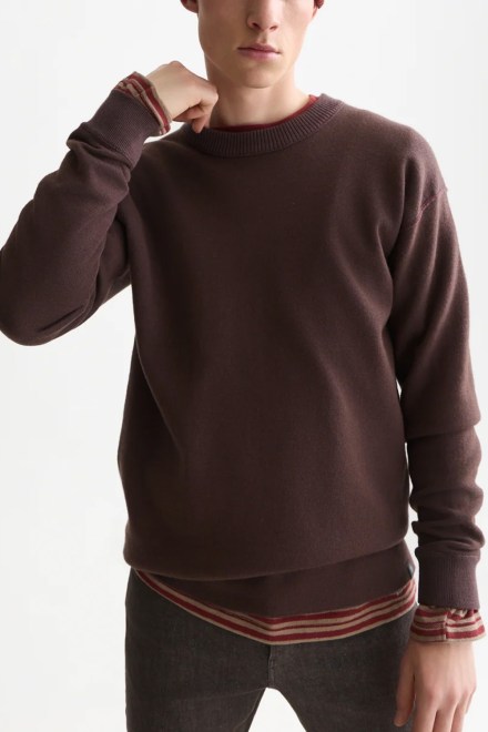 Πουλοβερ Double Face Merino Relaxed Fit 184229 650 raisin