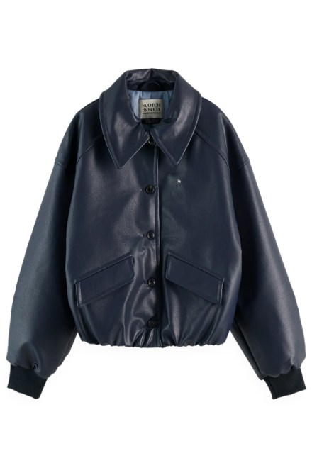 Μπουφαν Faux Leather Bomber U9G00917T 468 dark navy