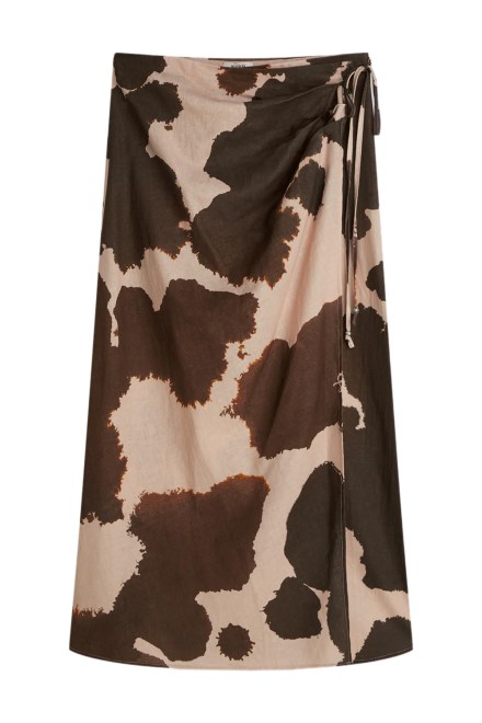 Φουστα Linen Wrap Skirt UFS01384F 141 painterly animal eggnog