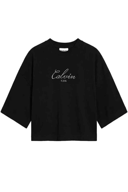 T-Shirt Boxy Crop Script Logo LV047H818G UB1 black